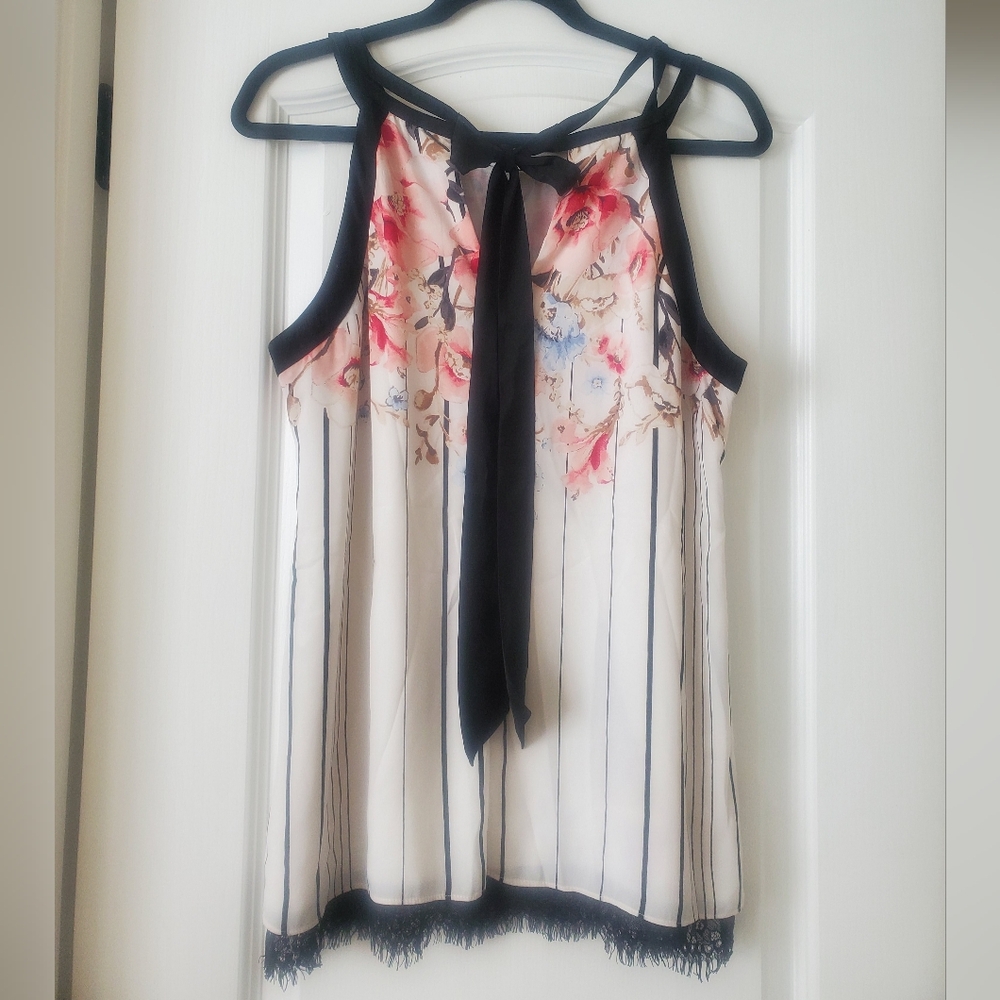 WHBM Floral Blouse Size L (12) - Picture 5 of 6